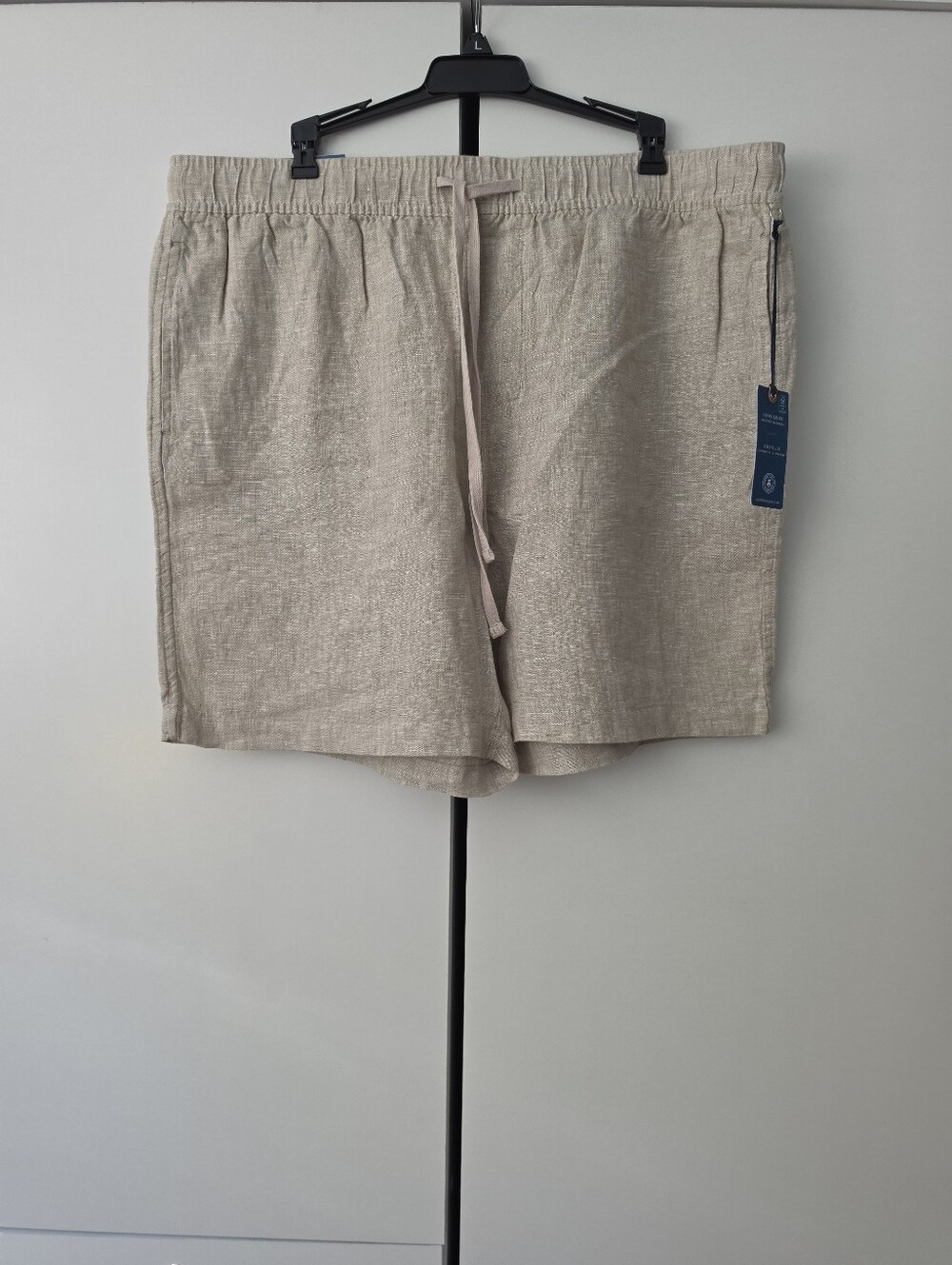 Carribean Joe XL NWT 7" Linen-Blend Drawstring Shorts - Beige